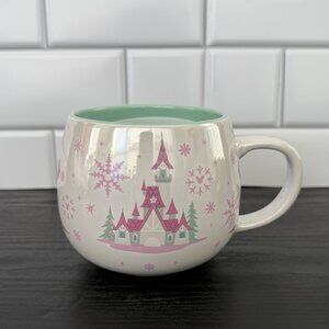 2025 Disney Parks Princess Ribbon Castle Snowflake Ceramic Mug Coffee Cup New